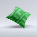 Green Black Sketch Chevron Ink-Fuzed Decorative Throw Pillow