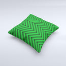 Green Black Sketch Chevron Ink-Fuzed Decorative Throw Pillow