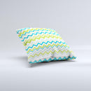 Green Blue Leveled Chevron Pattern Ink-Fuzed Decorative Throw Pillow