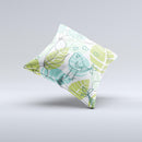 Green Blue Subtle Seamless Leaves Ink-Fuzed Decorative Throw Pillow
