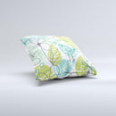 Green Blue Subtle Seamless Leaves Ink-Fuzed Decorative Throw Pillow