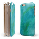 Green Blue Watercolor Stripes iPhone 6/6s or 6/6s Plus 2-Piece Hybrid INK-Fuzed Case