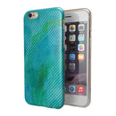 Green Blue Watercolor Stripes iPhone 6/6s or 6/6s Plus 2-Piece Hybrid INK-Fuzed Case