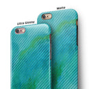 Green Blue Watercolor Stripes iPhone 6/6s or 6/6s Plus 2-Piece Hybrid INK-Fuzed Case