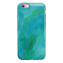 Green Blue Watercolor Stripes iPhone 6/6s or 6/6s Plus 2-Piece Hybrid INK-Fuzed Case