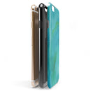 Green Blue Watercolor Stripes iPhone 6/6s or 6/6s Plus 2-Piece Hybrid INK-Fuzed Case