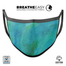 Green Blue Watercolor Stripes - Made in USA Mouth Cover Unisex Anti-Dust Cotton Blend Reusable & Washable Face Mask with Adjustable Sizing for Adult or Child