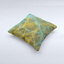 Green Blue and Brown Water Texture ink-Fuzed Decorative Throw Pillow