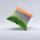 Green Blue and Red Painted Oil Waves ink-Fuzed Decorative Throw Pillow