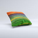 Green Blue and Red Painted Oil Waves ink-Fuzed Decorative Throw Pillow