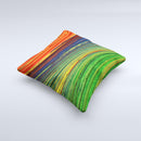 Green Blue and Red Painted Oil Waves ink-Fuzed Decorative Throw Pillow