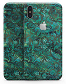 Green Damask Watercolor Pattern - iPhone X Skin-Kit