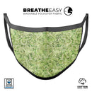 Green Damask v2 Watercolor Pattern V2 - Made in USA Mouth Cover Unisex Anti-Dust Cotton Blend Reusable & Washable Face Mask with Adjustable Sizing for Adult or Child