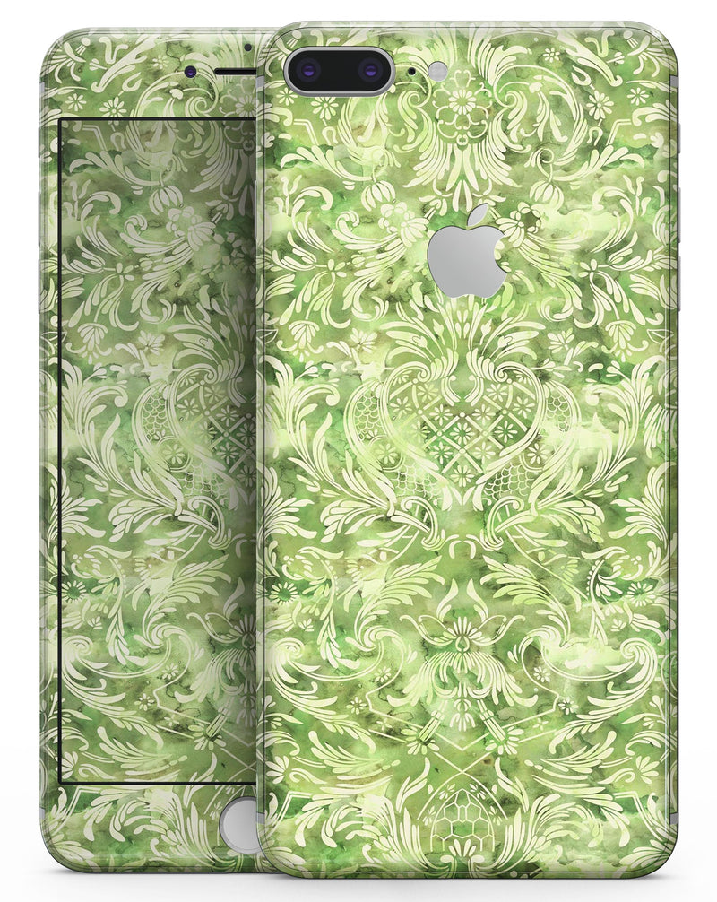 Green Damask v2 Watercolor Pattern V2 - Skin-kit for the iPhone 8 or 8 Plus