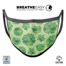 Green Floral Succulents - Made in USA Mouth Cover Unisex Anti-Dust Cotton Blend Reusable & Washable Face Mask with Adjustable Sizing for Adult or Child