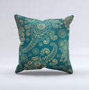 Green & Gold Lace Pattern Ink-Fuzed Decorative Throw Pillow