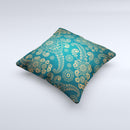 Green & Gold Lace Pattern Ink-Fuzed Decorative Throw Pillow