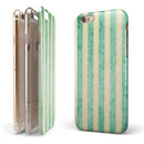 Green Grunge Vertival Stripes Over Yellow iPhone 6/6s or 6/6s Plus 2-Piece Hybrid INK-Fuzed Case