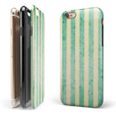 Green Grunge Vertival Stripes Over Yellow iPhone 6/6s or 6/6s Plus 2-Piece Hybrid INK-Fuzed Case