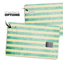 Green Grunge Vertival Stripes Over Yellow - Premium Protective Decal Skin-Kit for the Apple Credit Card