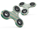 Green Grunge Vertival Stripes Over Yellow Full-Body Fidget Spinner Skin-Kit