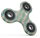 Green Grunge Vertival Stripes Over Yellow Full-Body Fidget Spinner Skin-Kit