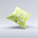 Green Hawaiian Floral Pattern V4 Ink-Fuzed Decorative Throw Pillow