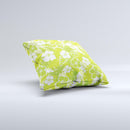 Green Hawaiian Floral Pattern V4 Ink-Fuzed Decorative Throw Pillow