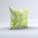 Green Hawaiian Floral Pattern V4 Ink-Fuzed Decorative Throw Pillow