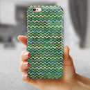Green Multi Watercolor Chevron iPhone 6/6s or 6/6s Plus 2-Piece Hybrid INK-Fuzed Case