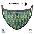 Green Multi Watercolor Chevron - Made in USA Mouth Cover Unisex Anti-Dust Cotton Blend Reusable & Washable Face Mask with Adjustable Sizing for Adult or Child