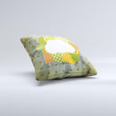 Green Plaid Polka Dotted Cloud Collage ink-Fuzed Decorative Throw Pillow
