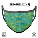Green Textured Triangle Pattern - Made in USA Mouth Cover Unisex Anti-Dust Cotton Blend Reusable & Washable Face Mask with Adjustable Sizing for Adult or Child