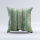 Green Tinted Wood Planks ink-Fuzed Decorative Throw Pillow