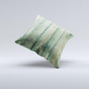 Green Tinted Wood Planks ink-Fuzed Decorative Throw Pillow