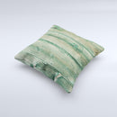 Green Tinted Wood Planks ink-Fuzed Decorative Throw Pillow