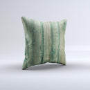 Green Tinted Wood Planks ink-Fuzed Decorative Throw Pillow