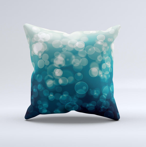 Green Unfocused Orbs Of Light ink-Fuzed Decorative Throw Pillow