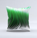 Green Vector Swirly HD Strands Ink-Fuzed Decorative Throw Pillow