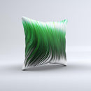 Green Vector Swirly HD Strands Ink-Fuzed Decorative Throw Pillow