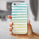 Green WaterColor Ombre Stripes iPhone 6/6s or 6/6s Plus 2-Piece Hybrid INK-Fuzed Case