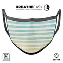 Green WaterColor Ombre Stripes - Made in USA Mouth Cover Unisex Anti-Dust Cotton Blend Reusable & Washable Face Mask with Adjustable Sizing for Adult or Child