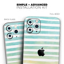 Green WaterColor Ombre Stripes - Vinyl Skin Wrap for iPhone 17 Pro Max, 17 Pro, 17 Air, 17, 16 & All Models — Soft Matte or Ultra Gloss