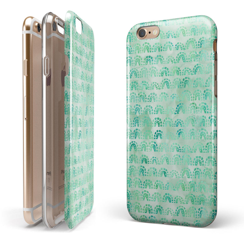 Green Watercolor Arches Pattern iPhone 6/6s or 6/6s Plus 2-Piece Hybrid INK-Fuzed Case