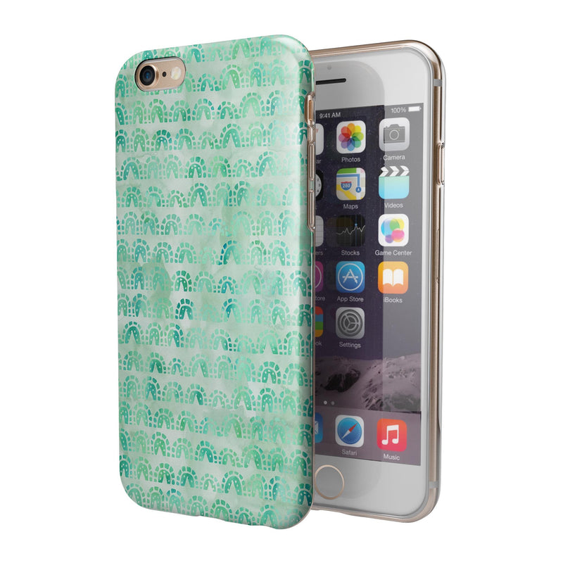 Green Watercolor Arches Pattern iPhone 6/6s or 6/6s Plus 2-Piece Hybrid INK-Fuzed Case