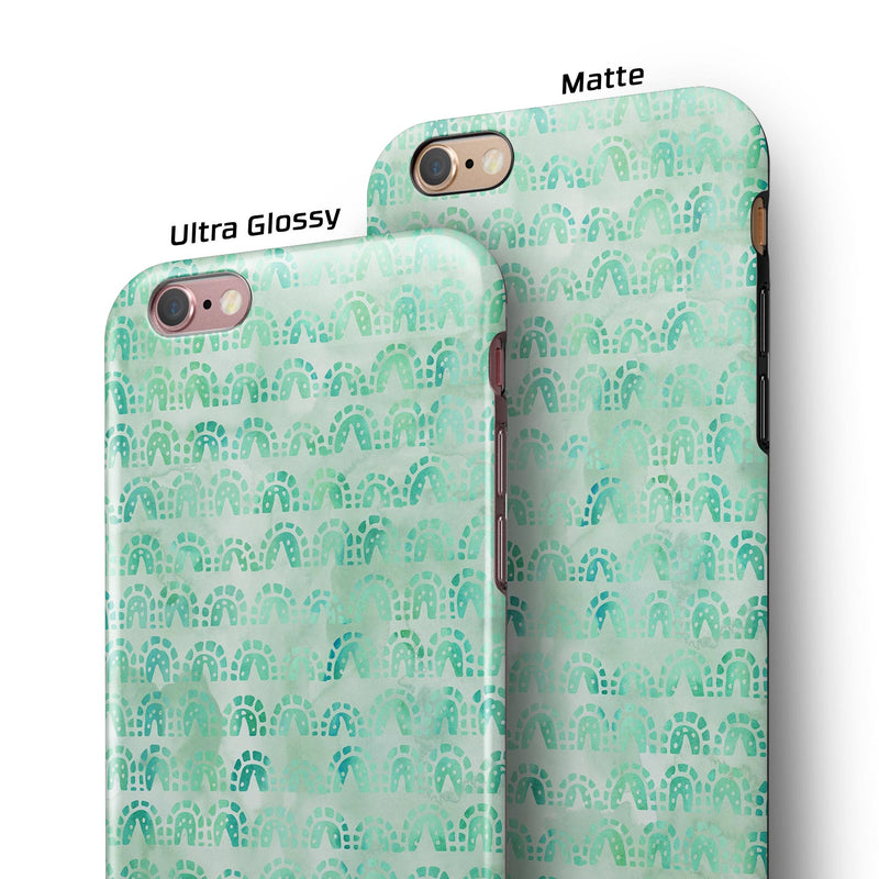Green Watercolor Arches Pattern iPhone 6/6s or 6/6s Plus 2-Piece Hybrid INK-Fuzed Case