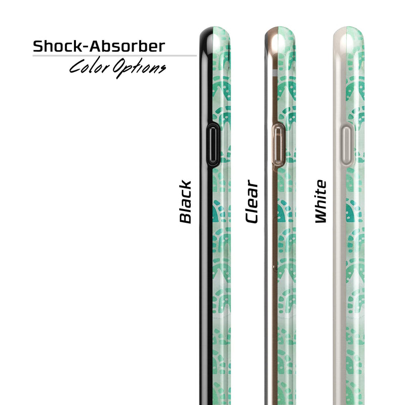 Green Watercolor Arches Pattern iPhone 6/6s or 6/6s Plus 2-Piece Hybrid INK-Fuzed Case