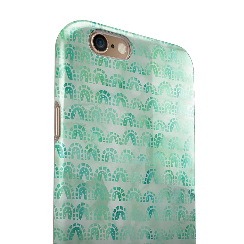 Green Watercolor Arches Pattern iPhone 6/6s or 6/6s Plus 2-Piece Hybrid INK-Fuzed Case