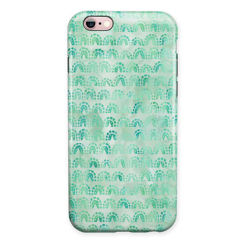 Green Watercolor Arches Pattern iPhone 6/6s or 6/6s Plus 2-Piece Hybrid INK-Fuzed Case