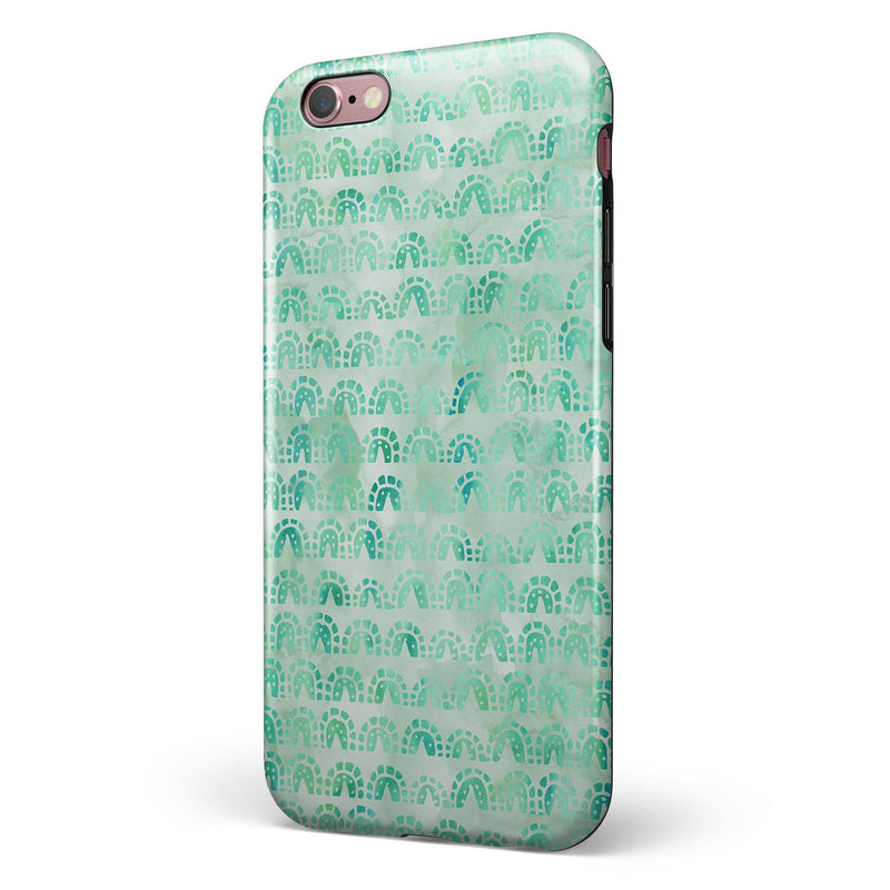 Green Watercolor Arches Pattern iPhone 6/6s or 6/6s Plus 2-Piece Hybrid INK-Fuzed Case